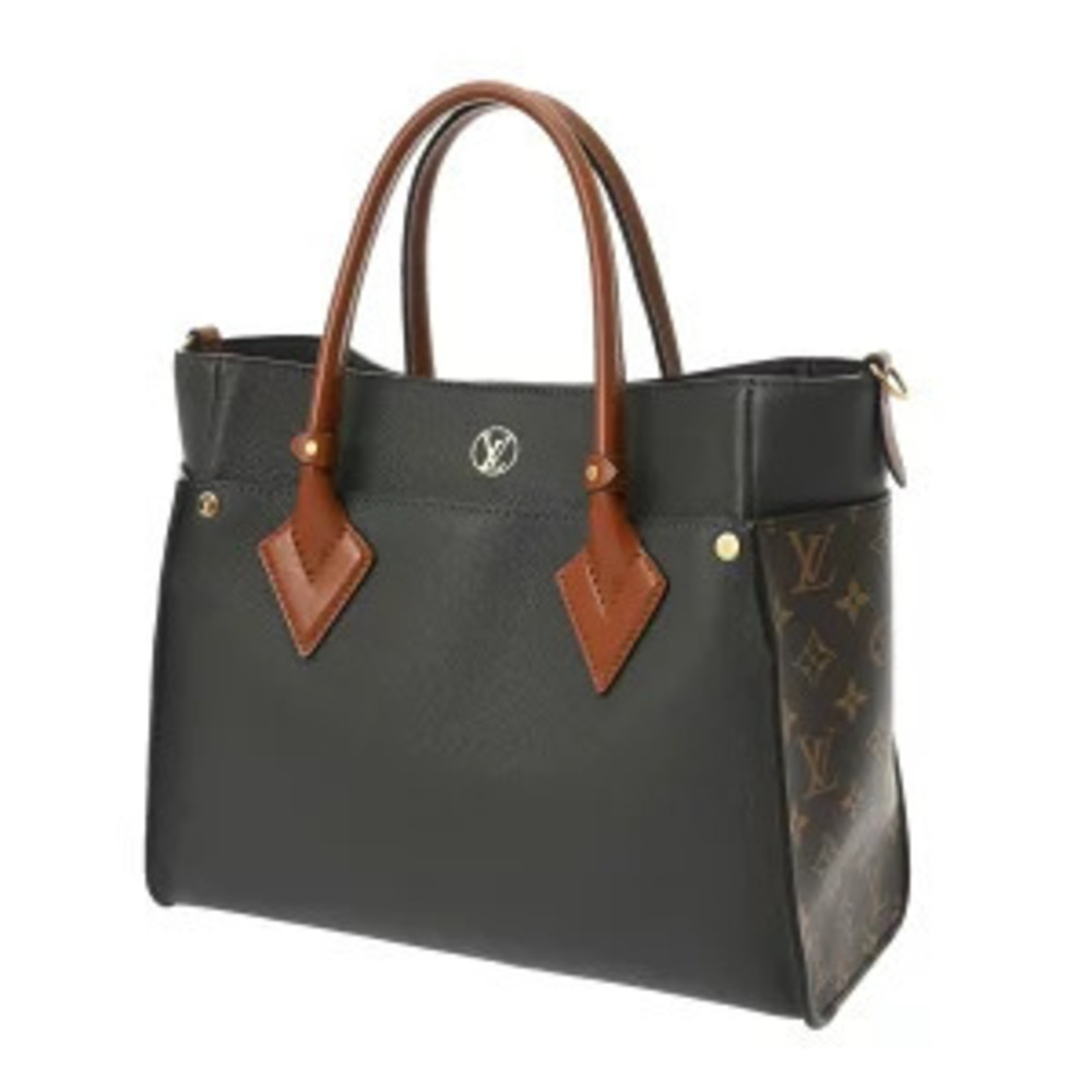 Louis Vuitton Gray Canvas Calf Monogram My On Leather Handbag Side